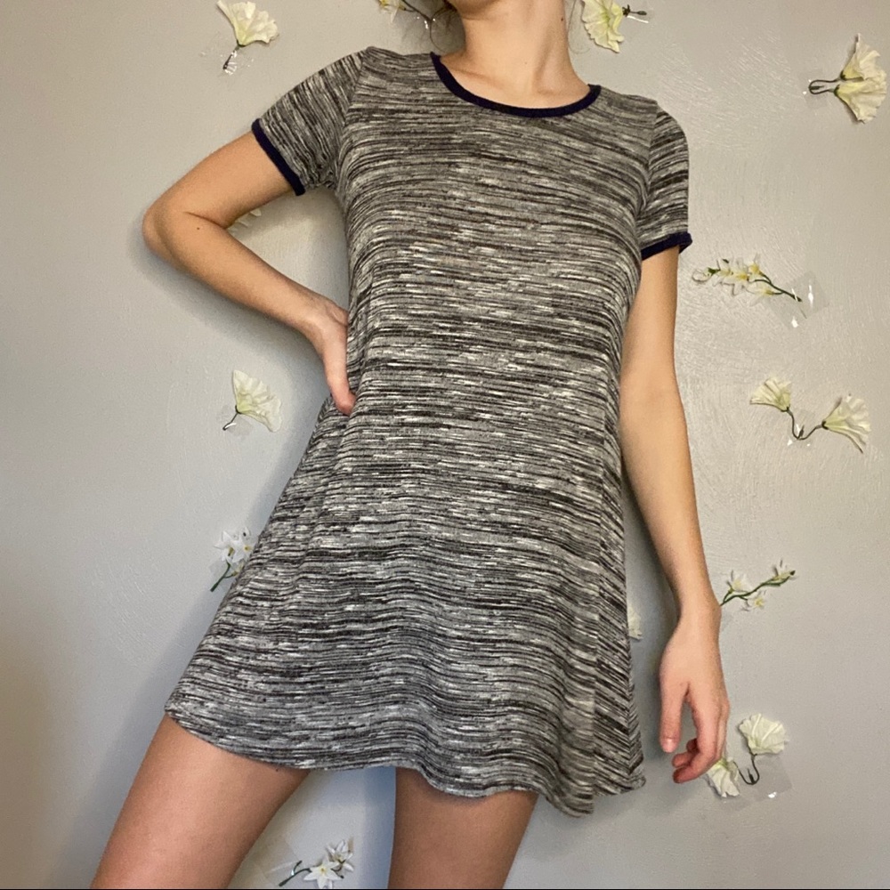 Gray and White Skater Dress